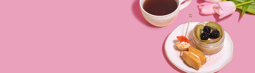 Mini cheesecake, tea sandwiches, and tea
