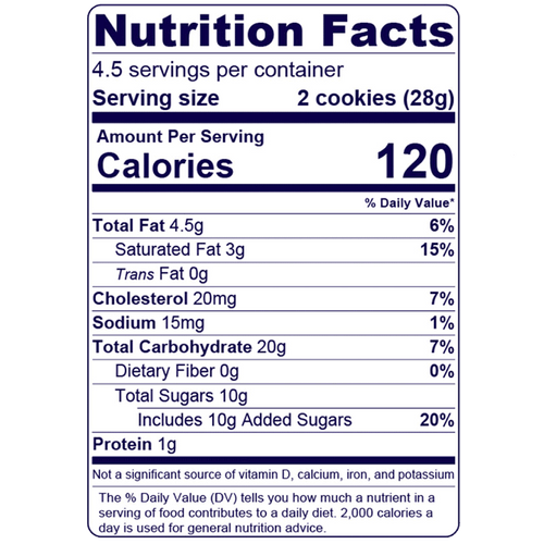 Full Nutrition Facts & Calories for the Raspberry Cookie Tarts produced by Belgian Boys